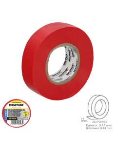 Cinta Aislante Profesional Roja Espesor 0.13 mm. Ancho 19...