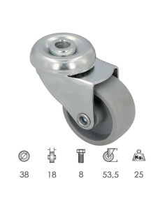 Rueda Domestica Ø 38 mm. Agujero Pasante Ø 8 mm.