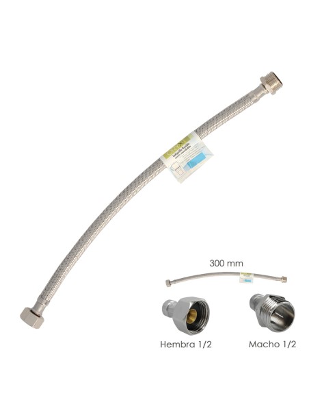 Latiguillo Flexible Acero Inoxidable Macho 1/2 - Hembra 1/2 - 300mm