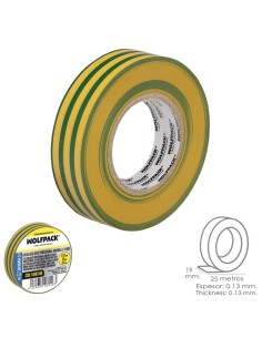 Cinta Aislante Profesional Amarilla/Verde Espesor 0.13...