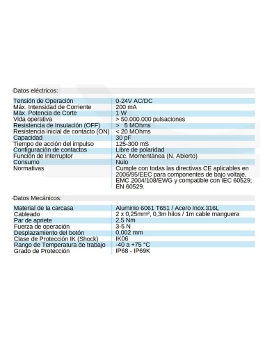 Pulsador tactil IRIS piezoelectrico ISMA...