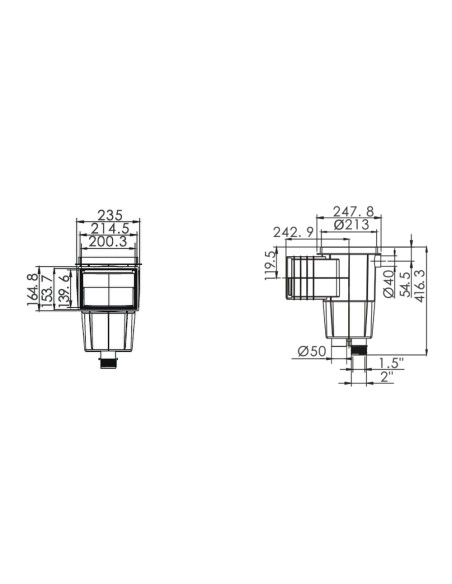 Skimmer piscina hormigon POOLSTYLE marco tapa cuadrado EMX-250-0001
