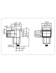 Skimmer piscina hormigon HW mod. tapa cudrada HP-4606-48 2