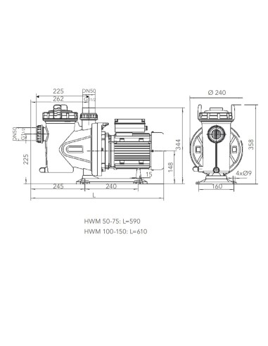 Bomba piscina HW HWM 100   1.00cv mf HP-4450-04