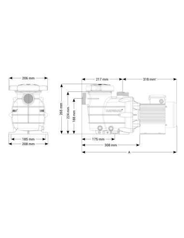 Bomba piscina HAYWARD PowerFlo II 0.50cv mf IE2...