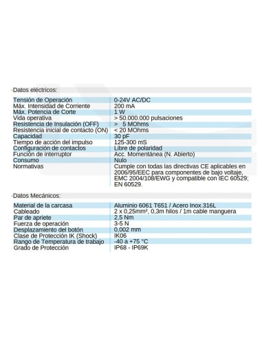 Pulsador tactil IRIS piezoelectrico ISMA inox...