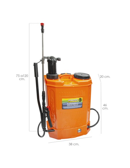 Sulfatadora WOLFPACK electrica a bateria/manual 16lt 08052000