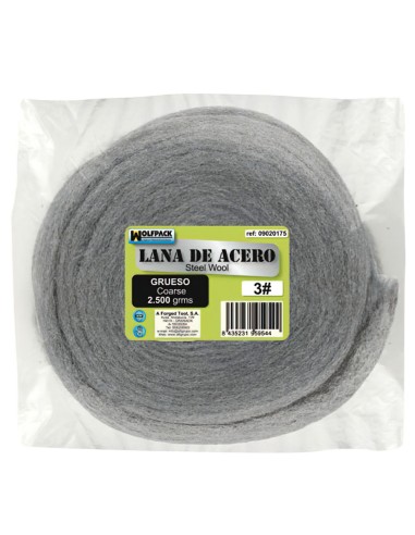 Estropajo lana acero WOLFPACK mod. lisa nº 1 rollo 2.50kg 09020175