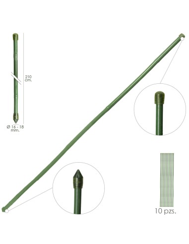 Tutor varilla bamb plastificado SATURNIA verde D.16 -18mm L.2100mm paquete 10und 08093075