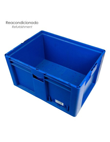 Gaveta plastico apilable 80x60x42cm base perforada "Reacondicionada"