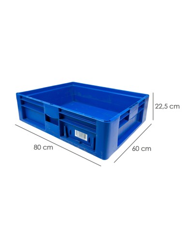 Gaveta plastico apilable 80x60x22cm base perforada "Reacondicionada"