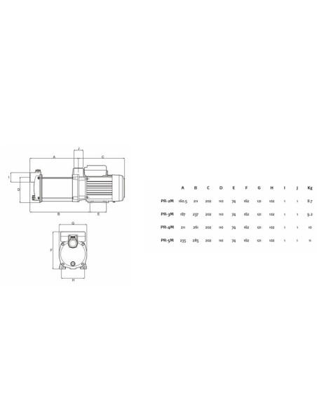 Bomba presion FLUQWATER centrifuga multicelular PR-4M 1.00cv mf 119470