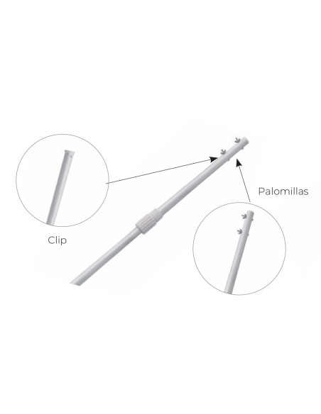 Pertiga piscinas POOLSTYLE mango telescopico 2.44x4.88mt palomillas/clip PSL-400-0169