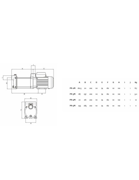 Bomba presion FLUQWATER centrifuga multicelular PR-5M 1.50cv mf 119471