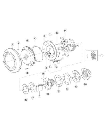 Boquilla foco piscina HAYWARD para anclaje 2" extraplano 500616001700
