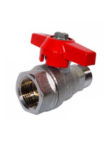 Valvula esfera M-H mariposa   3/8" maneta roja...