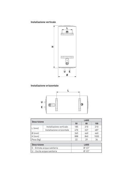 Termo electrico SIME Lago   80lt vertical/horizontal 8115601