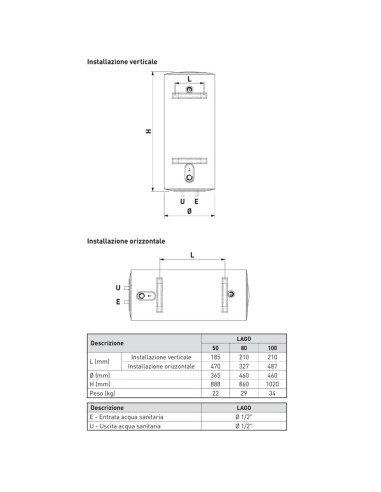 Termo electrico acs SIME Lago 100lt...