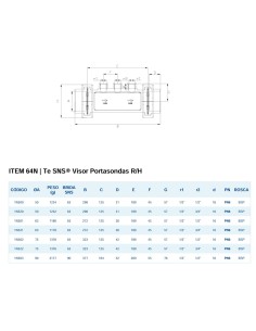 Portaelectrodos visor PVC-U HIDROTEN 63mm PN6 3x½"-¾"... 2