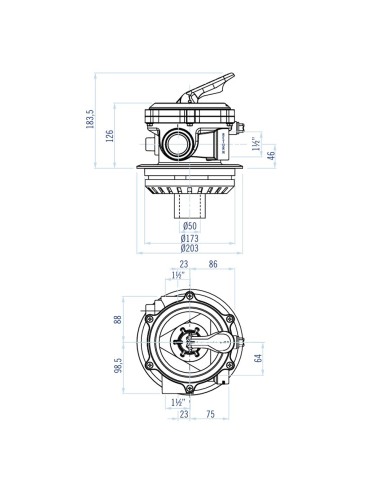 Valvula selectora filtro piscina ASTRAL Top 1½"...