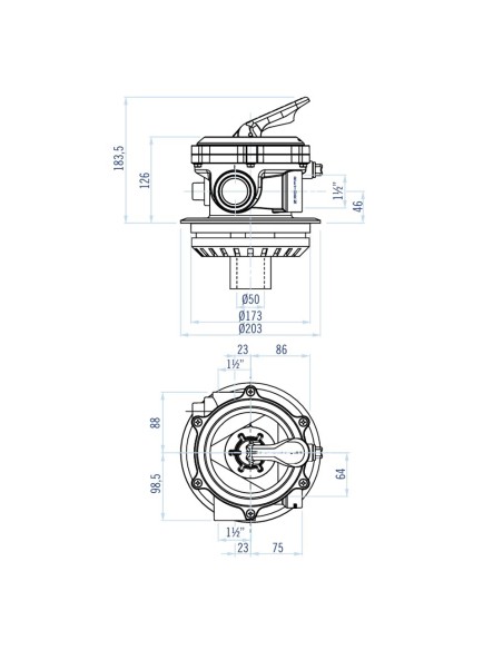 Valvula selectora filtro piscina ASTRAL Top 1½" Flat 34546