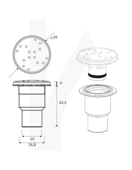Boquilla soplante piscina/spa IRIS 32mm 5110-0738 Inox