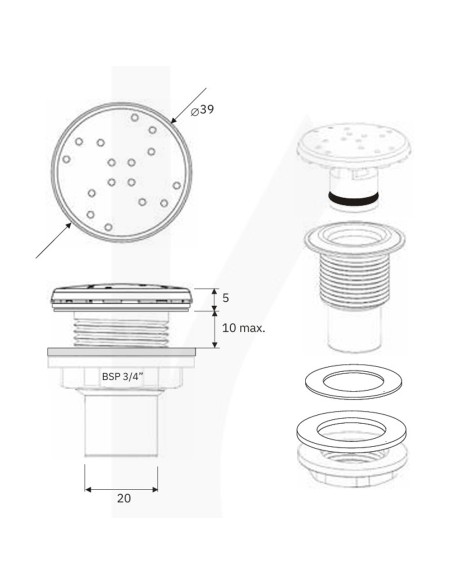 Boquilla soplante piscina/spa IRIS roscada ¾" 5110-2730 Blanca