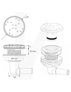 Boquilla soplante piscina/spa IRIS roscada ¾" lateral...