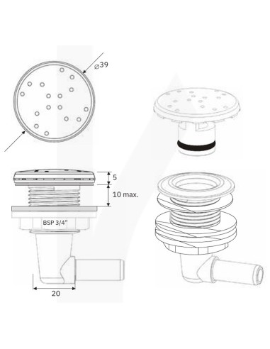 Boquilla soplante piscina/spa IRIS roscada ¾"...