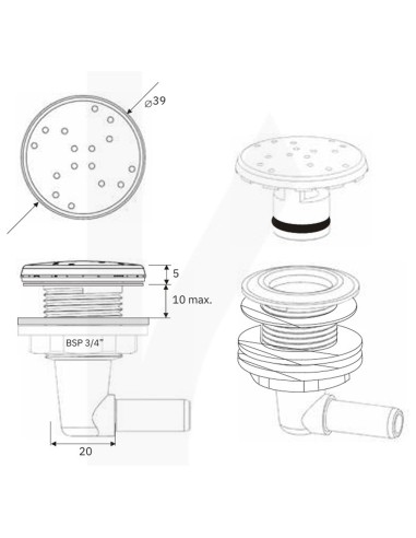 Boquilla soplante piscina/spa IRIS roscada ¾"...