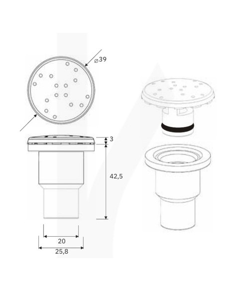 Boquilla soplante piscina/spa IRIS 32/25/20mm 5110-1738 Inox