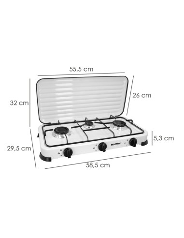 Cocina gas WOLFPACK 3 fuegos 5.4kw 08140215