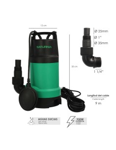 Bomba achique SATURNIA   950w 14000lt/h aguas sucias... 2