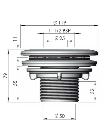 Boquilla impulsion piscina liner ASTRAL ext.2"...