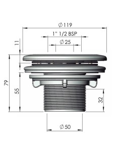 Boquilla impulsion piscina liner ASTRAL ext.2" int.50mm...