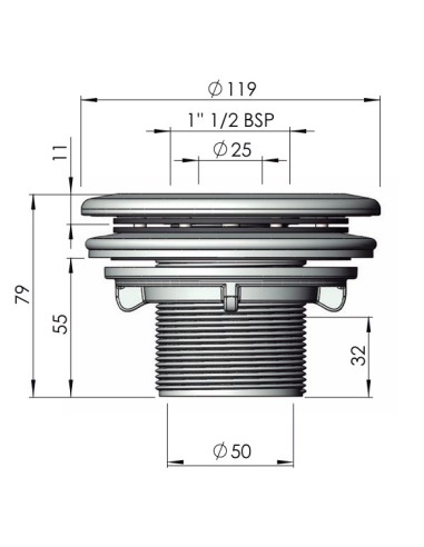 Boquilla impulsion piscina liner ASTRAL ext.2"...