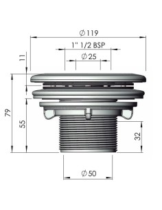 Boquilla impulsion piscina liner ASTRAL ext.2" int.50mm...