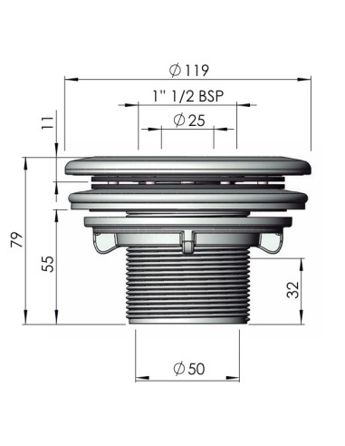 Boquilla impulsion piscina liner ASTRAL ext.2"...