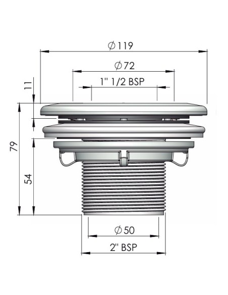 Boquilla aspiracion piscina liner ASTRAL ext.2" int.50mm 00332CL090 Beige