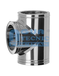 Te CHIM doble 90º   80mm int/AISI316L ext/AISI304 c/colector