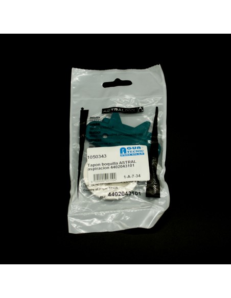 Tapon boquilla aspiracion ASTRAL tapa 1½" con llave limpiafondos 4402043101 blanca