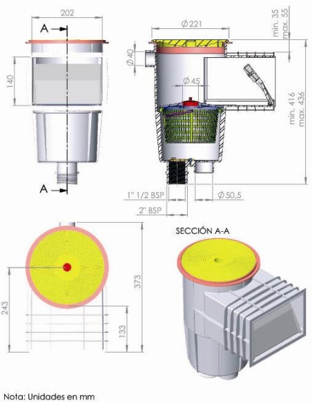 Skimmer ASTRAL tapa circular     00249 - Blanco