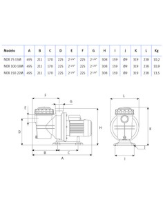 Bomba piscina ESPA Jardino Nox 0.75cv mf   75 15M 203184 2