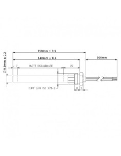 Resistencia estufa - c/racord 3/8" 250w L.150mm D.9.9mm 2