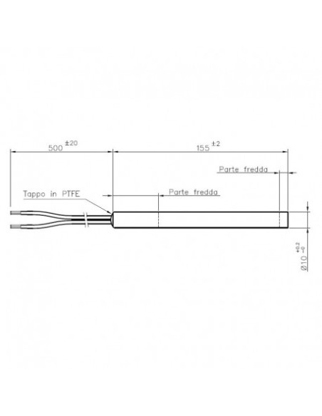 Resistencia estufa pellets lisa 300w L.155mm D.10mm mod. HT62687