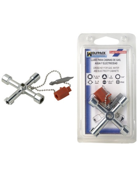 Llave apertura puerta armario contador WOLFPACK agua/gas/electricidad 02160600