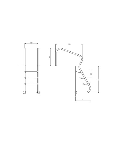 Escalera piscina FLEXINOX facil acceso 3P AISI316 87252010N