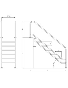 Escalera inoxidable piscina FLEXINOX Land 7 P AISI316 2