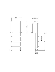 Escalera inoxidable piscina AISI304 muro 3 P 2