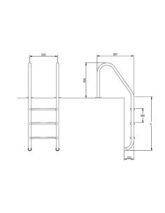Escalera inoxidable piscina AISI304 standar 3 P 2